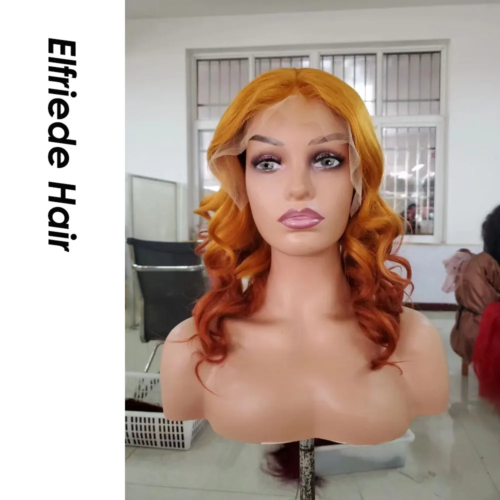 Elfriede Ombre темно-желтые оранжевые парики для женщин Свободные волны 4x4 13X4 13X6 парик