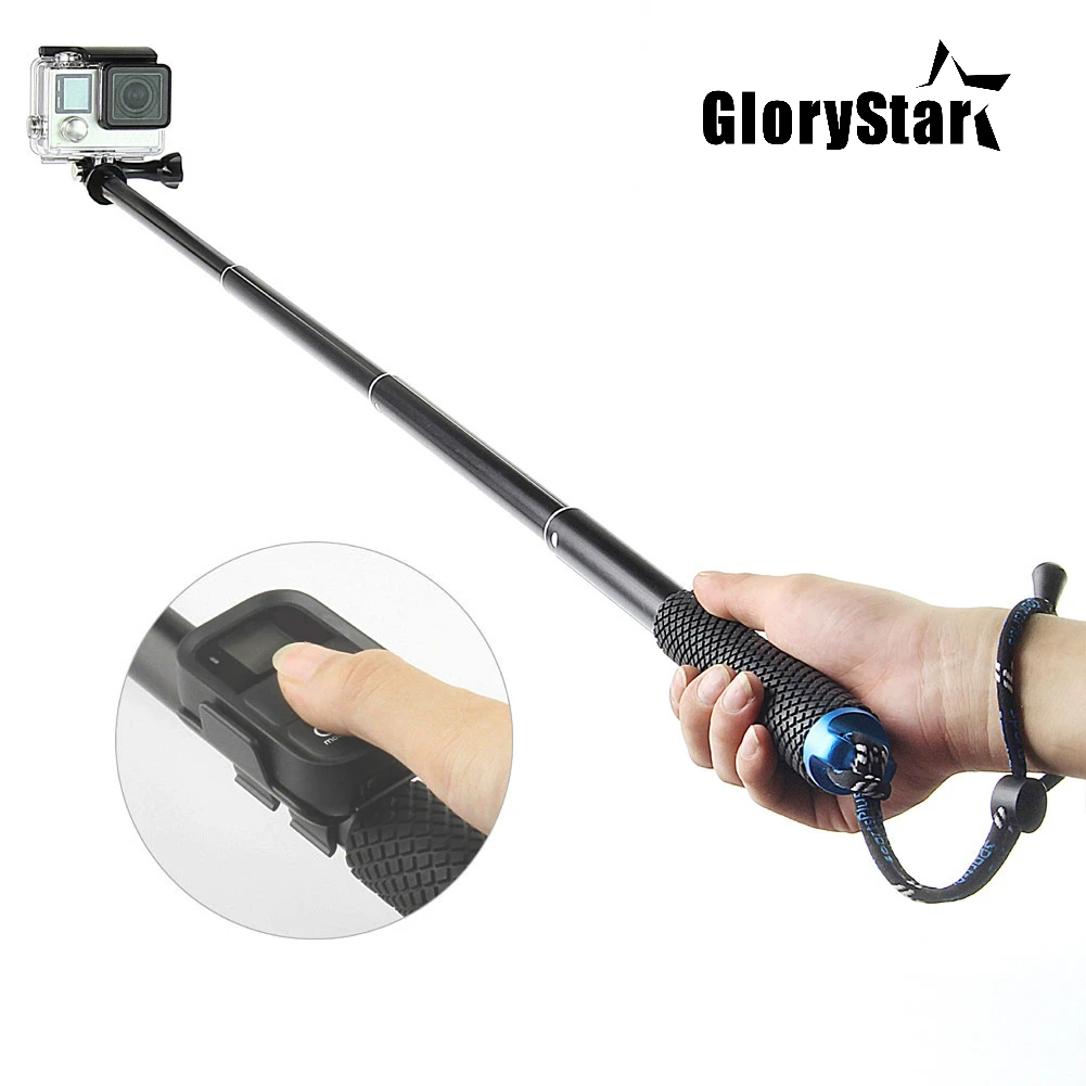 

37'' For GoPro Extendable Handheld POV Pole Telescopic Tripod Monopod + Wifi Remote Holder Clip for Go Pro Hero 7 6 5 4 3+