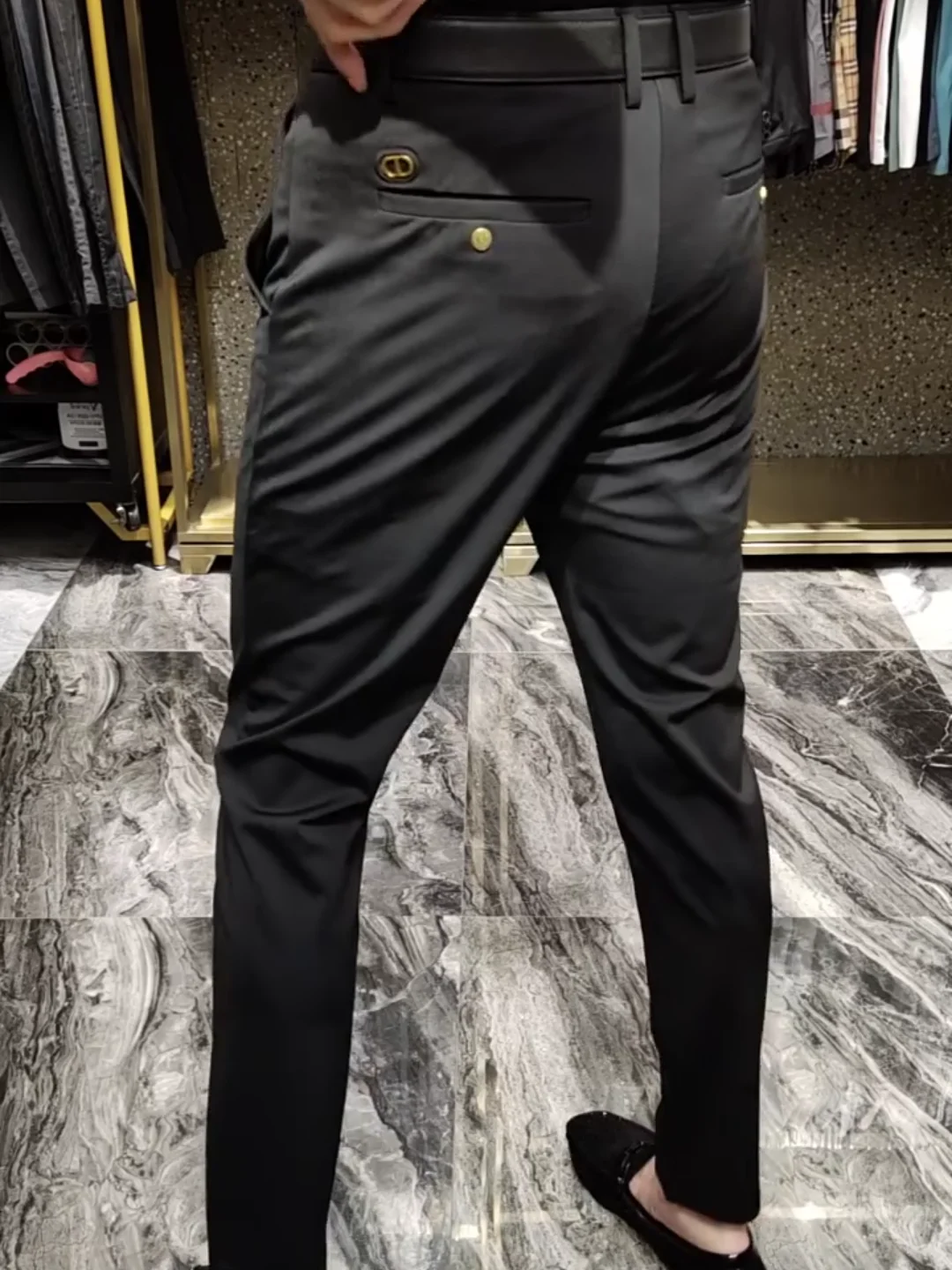 66095 мужские осенне-зимние новые универсальные повседневные брюки облегающие