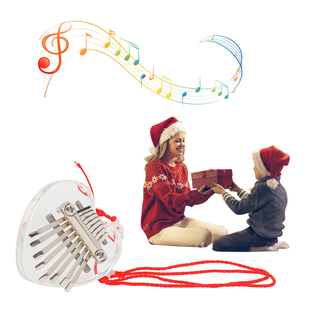 

Пианино на палец, 8 тонов, прозрачное, в форме сердца, мини пианино на палец, портативное, со шнурком, клавиатура без деформации, музыкальный и...