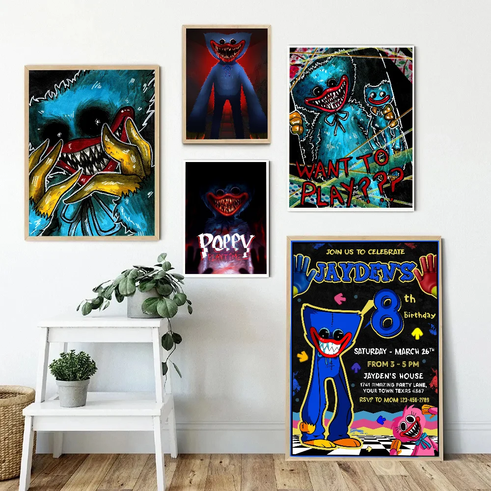 H-Huggy-плакат-W-Wuggy игровая белая бумага плакат бумажная наклейка постеры для