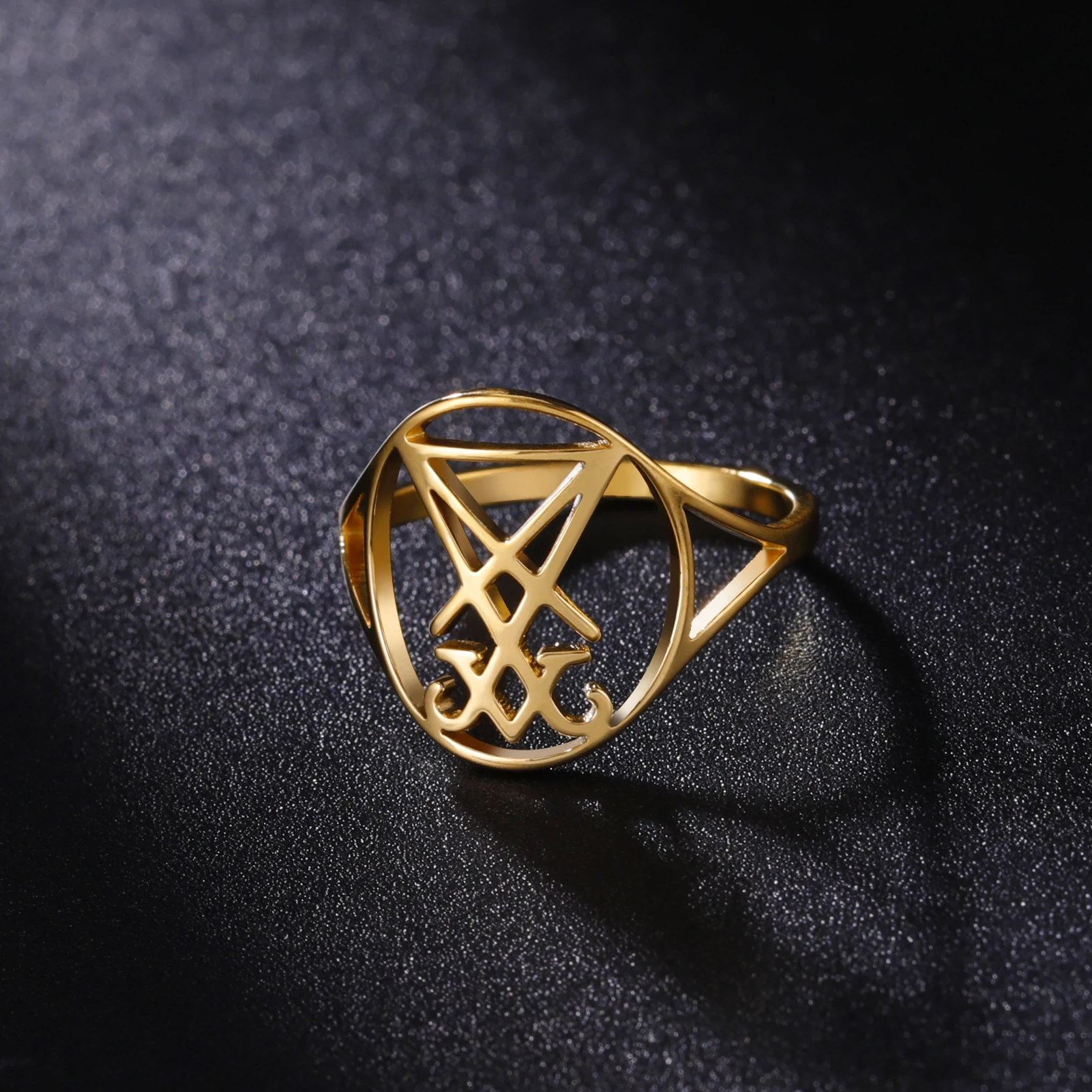 

Sipuris Sigil Of Lucifer Rings Satanic Symbol Stainless Steel Women Men Rings Seal Of Satan Necklace Emblem Amulet Jewelry Gifts