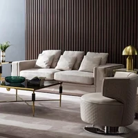 New Design 3 Seater Wooden Set Chaise Club Grey Chair Velvet Slipcovered Sofa Living Room Home Furniture Modern
