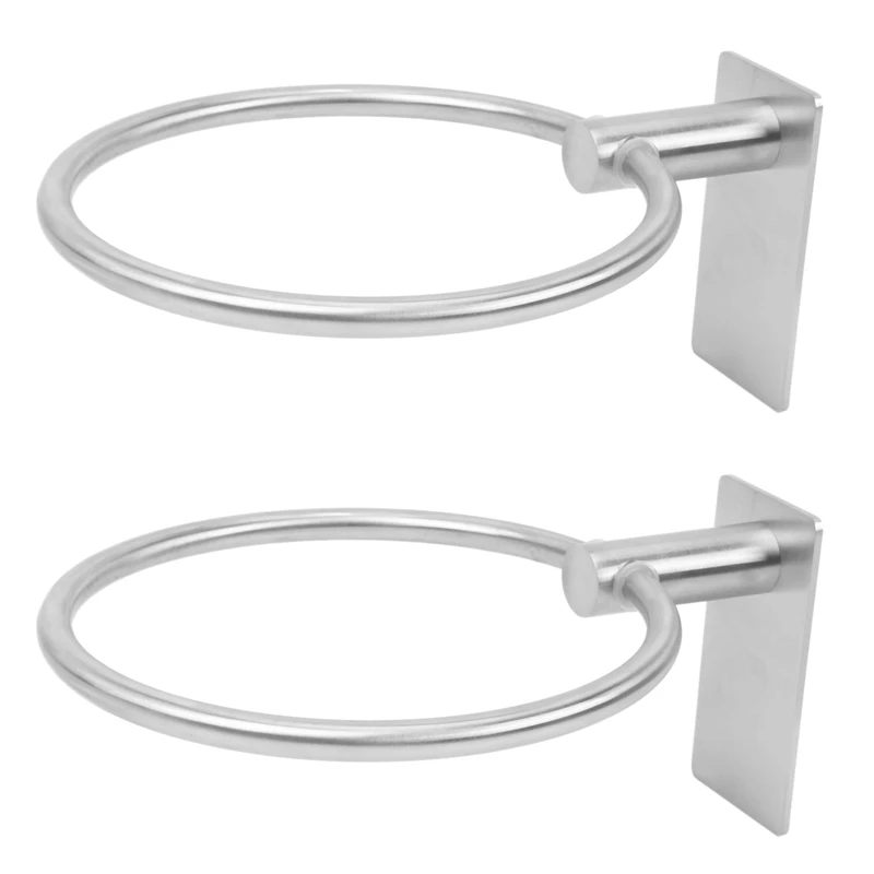

2X Towel Ring/Hand Towel Holder - Self Adhesive Round Towel Rack Hand Towel Bar For Bathroom, Stainless Steel Silver