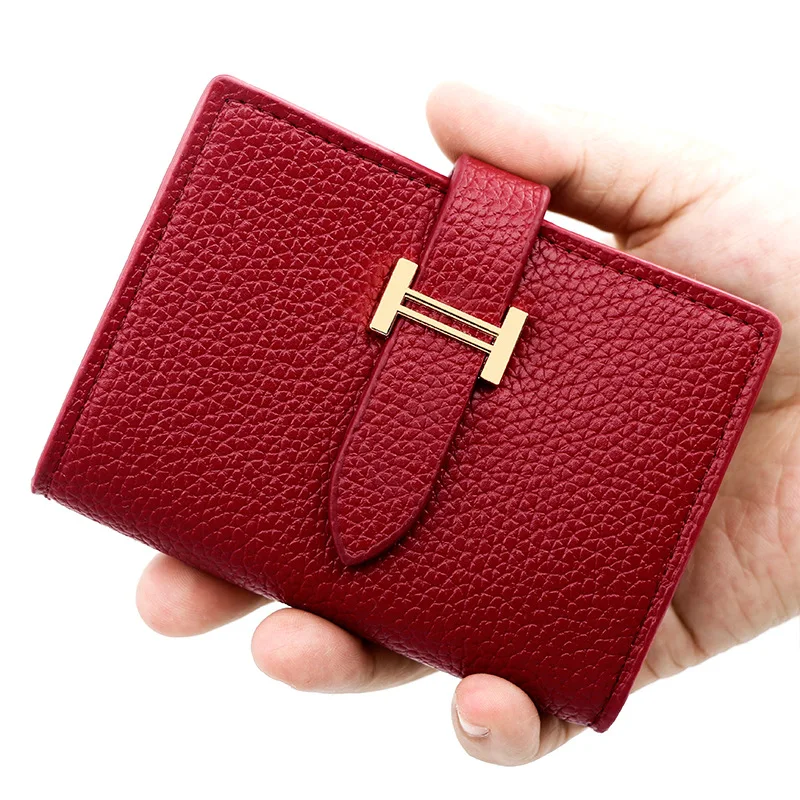 

Business Card Wallet Women/Men Bank/ID/Credit Card Holder Lichee PU Leather Solid Color Coin Purse Slim Hasp Card Case Protects