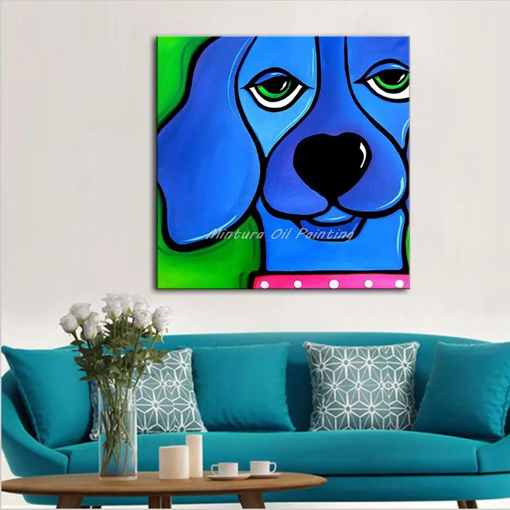 Mintura ручная роспись абстрактные картины маслом с собаками и животными на Canva