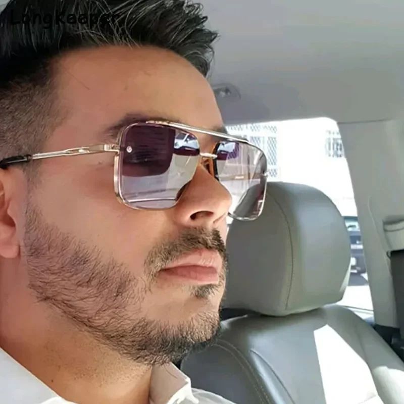 

Очки солнцезащитные мужские с градиентом, Модные Винтажные Роскошные солнечные очки в металлической большой оправе, UV400