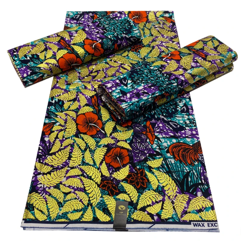 

Новейшее поступление из Африки настоящие золотые восковые принты, нигерийская анкарская ткань, высококачественный батик, 100% хлопчатобумаж...