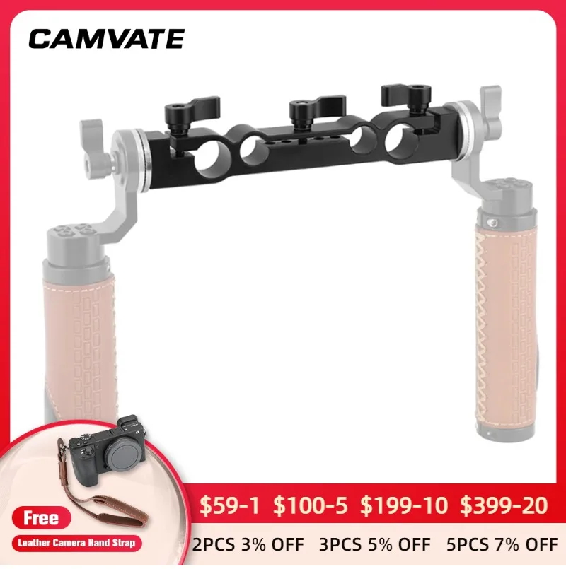 CAMVATE Camera 15mm & 19mm Dual-port Rod Clamp With Double Ended Standard M6 ARRI Rosette Mount For DSLR Camera Support System camvate aluminum rosette leather handle grip for style rosette one pair black c1446 camera photography accessories