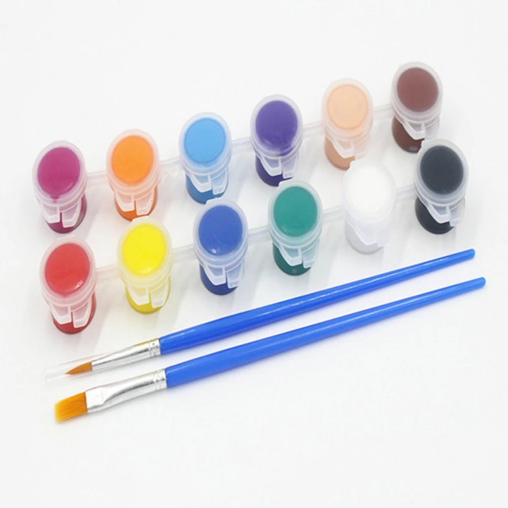 

12 Color With Pen Gypsum Art Painted Acrylic Watercolor Professional DIY Doodle Pigment Brush Set