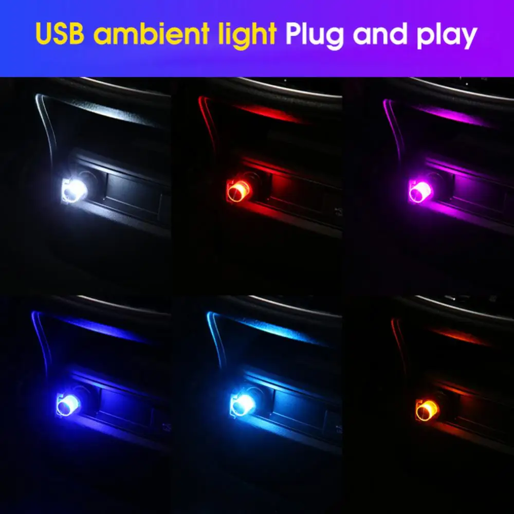 

Mini Usb Atmosphere Light Universal Durable Car Atmosphere Light Portable Car Usb Colorful Flashing Car Interior Accessories