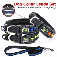 pet products nylon collars new reflective collars for dogs medium and large dog leash pet collars dog harness and leash set