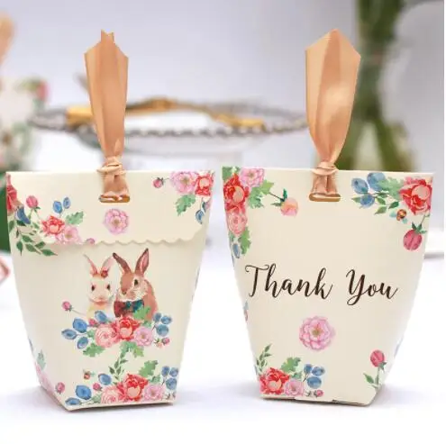 

40pcs/lot Creative Flamingo/rabbit Candy Boxes Baby Shower Birthday /wedding Gift Box Party Favors Package Carton Box+Ribbon