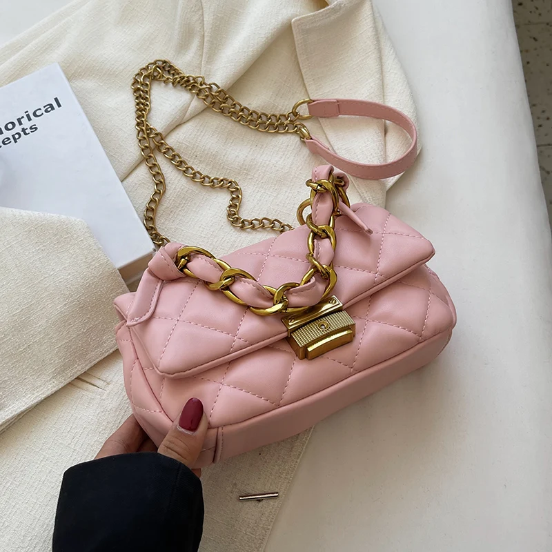 

2022 Lingge маленькая сумка через плечо из искусственной кожи Модная Повседневная стильная Роскошная Брендовая женская модная сумка на цепочке ...