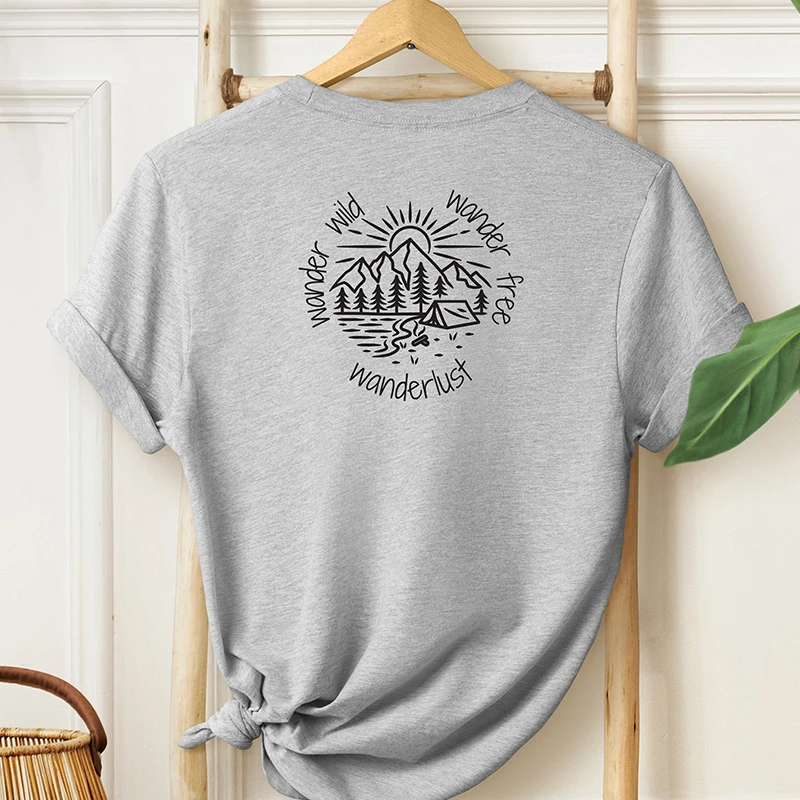 Wonder Wild Wander Free Wanderlus Женская футболка Outdoor Футболка из хлопка Nauture Mountain Одежда с