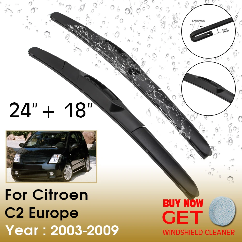 

Car Wiper Blade For Citroen C2 Europe 24"+18" 2003-2009 Front Window Washer Windscreen Windshield Wipers Blades Accessories