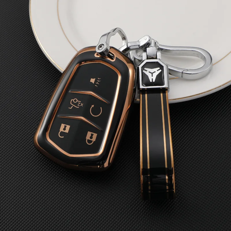 

TPU Car Remote Key Case Cover For Cadillac ESV Escalade CTS XTS SRX ATS CT5 XT5 XT6 XLS Protective Shell Fob With Chain