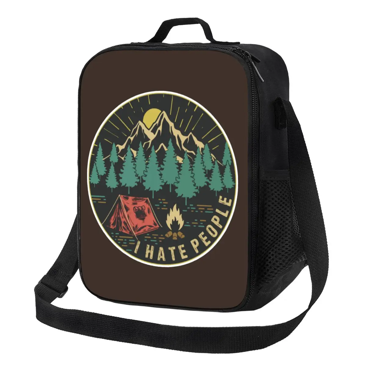

Custom I Hate People Camping Lunch Bag Women Warm Cooler Insulated Lunch Boxes for Kids School