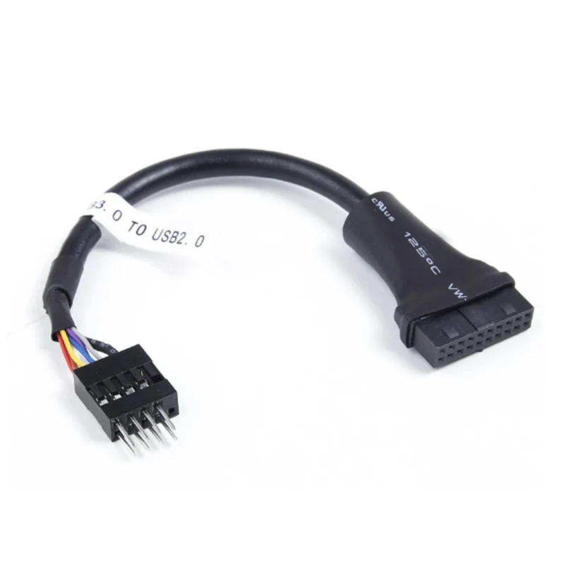 Фото Кабель-адаптер USB 3.0 на 2.0, 15 см, 20-контактный штекер на 9-контактный разъем для материнской платы, для ПК, для двухкамерных корпусов №4