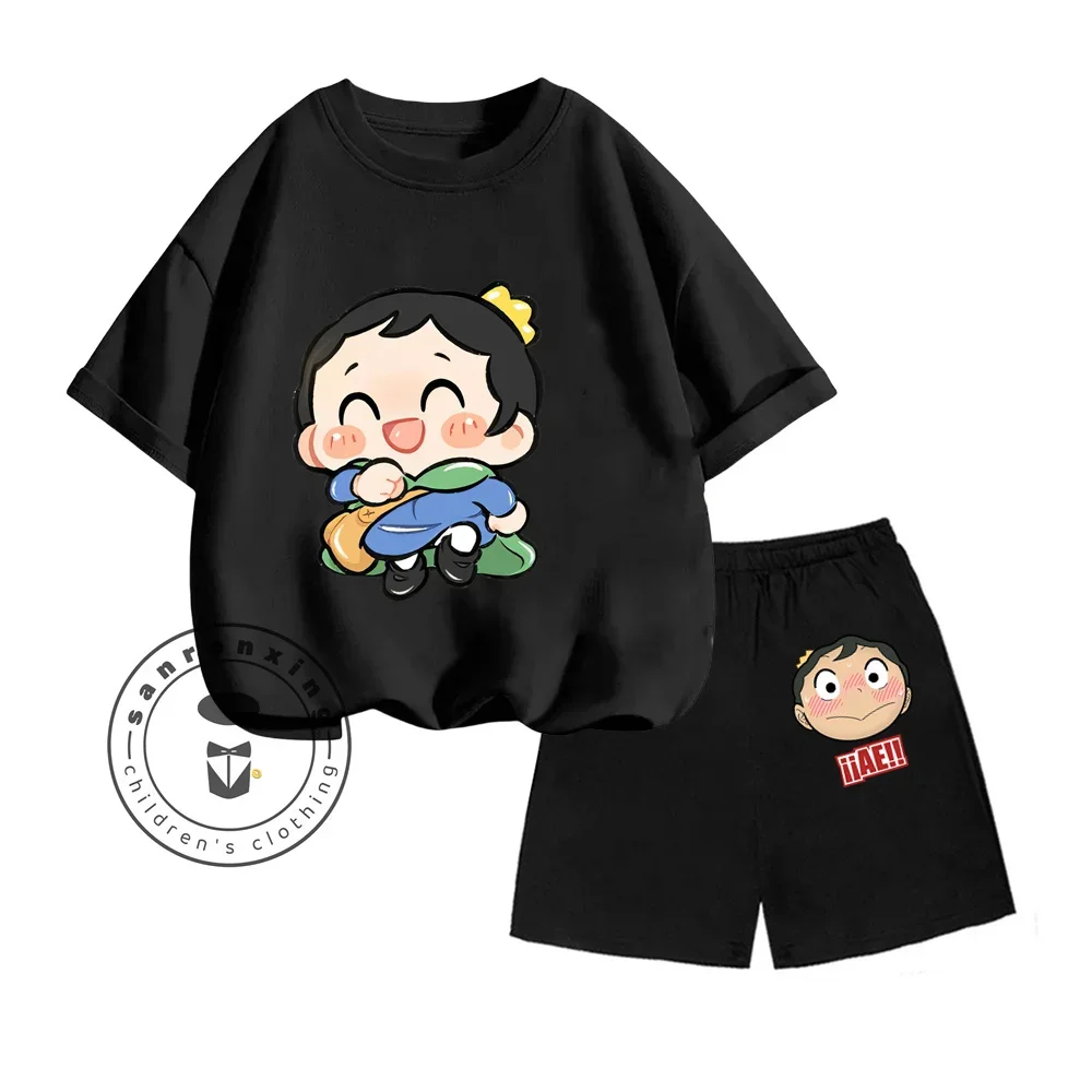 Детский хлопковый пуловер с короткими рукавами и шортами Bojji Kawaii Q-Version в стиле