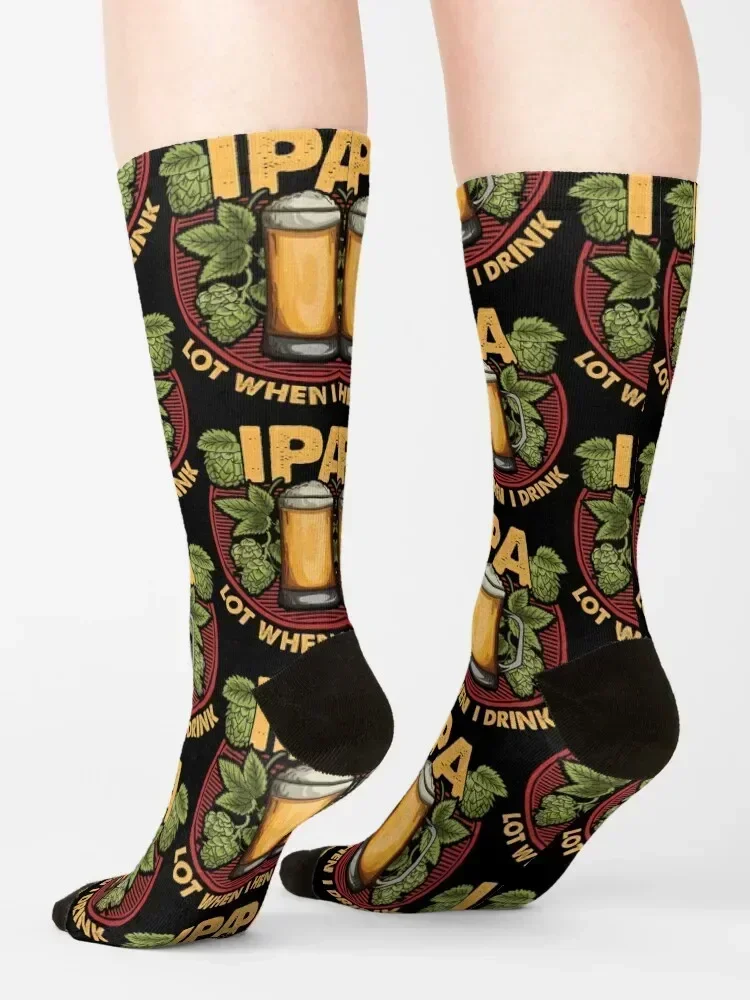 Фото IPA Lot When I Drink Funny Beer Drinker's Pun Носки спортивные крутые короткие мужские носки на заказ Роскошные женские №4