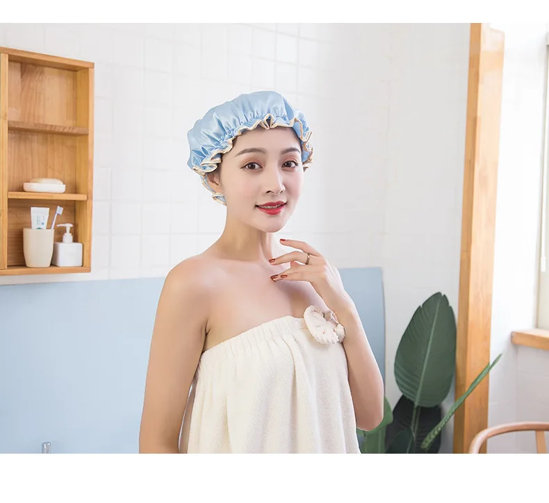 Бытовая двухслойная водонепроницаемая шапочка для душа PEVA утолщенная Женская