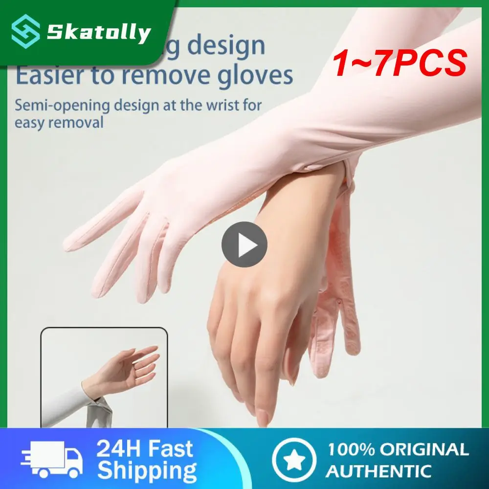 

1~7PCS Ice Silk Long Sunscreen Gloves Breathable Ice-sensitive Sleeve Uv Protection Portable Uv-resistant Sleeve 2023 Summer