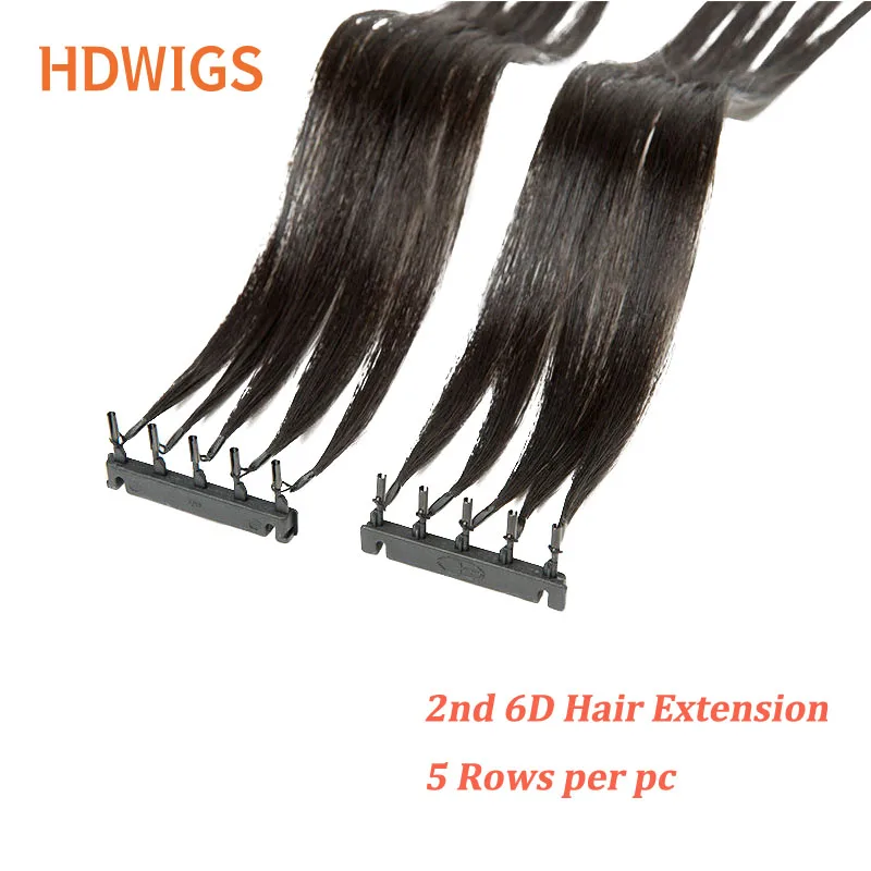 HDWIGS Straight Human Hair Extension 2nd 6D Virgin Human Hair Extensions 100% Real Human Hairpiece 5 Rows/pc Natural Blond Color