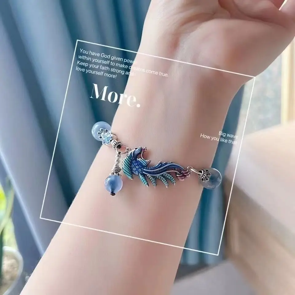 Браслет с эмалью из стерлингового серебра как рыба в воде браслет конфетным