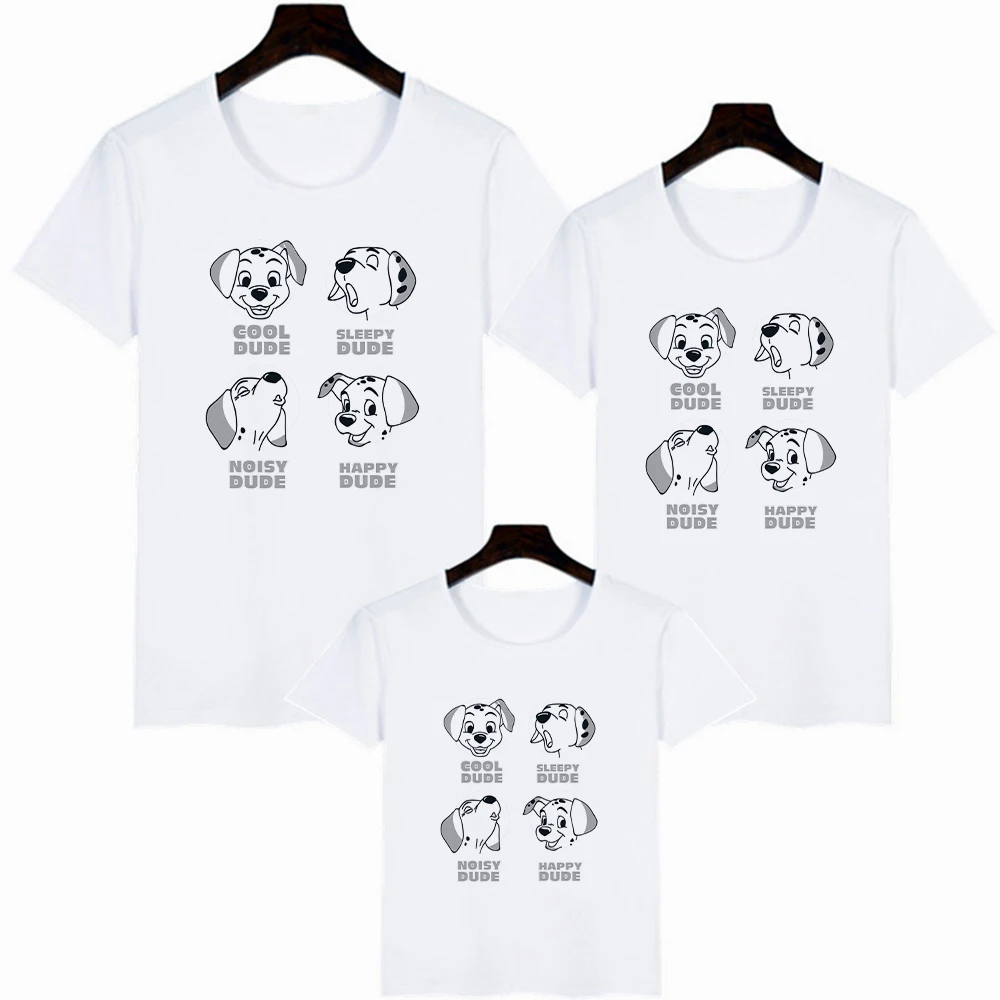 

T-Shirts Summer Popular Baby Girl Boy Family Look Kids Parents and Me Leisure Comfy T Shirts 101 Dalmatians Print Dog Tshirts