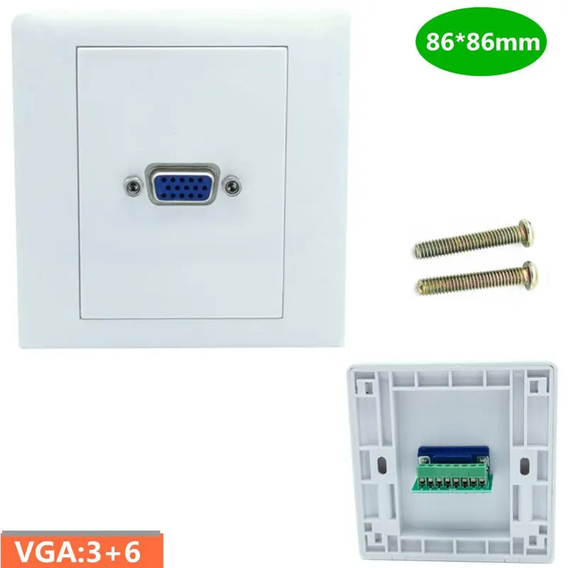 

Multimedia 86 Type 3+6 Solderless VGA Wall Panel Single Group Wall Socket Projector Computer Connected To TV
