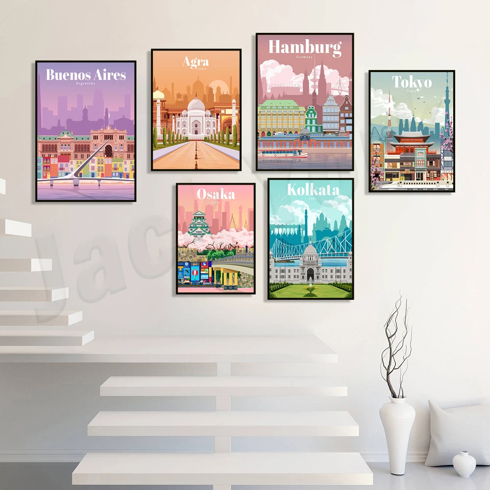 Южная Корея, Брюссель, Берлин, Агра, Индия, Калькутта, Копенгаген, Стокгольм, Германия, Осака, Япония, Буэнос-Айрес, Италия плакаты