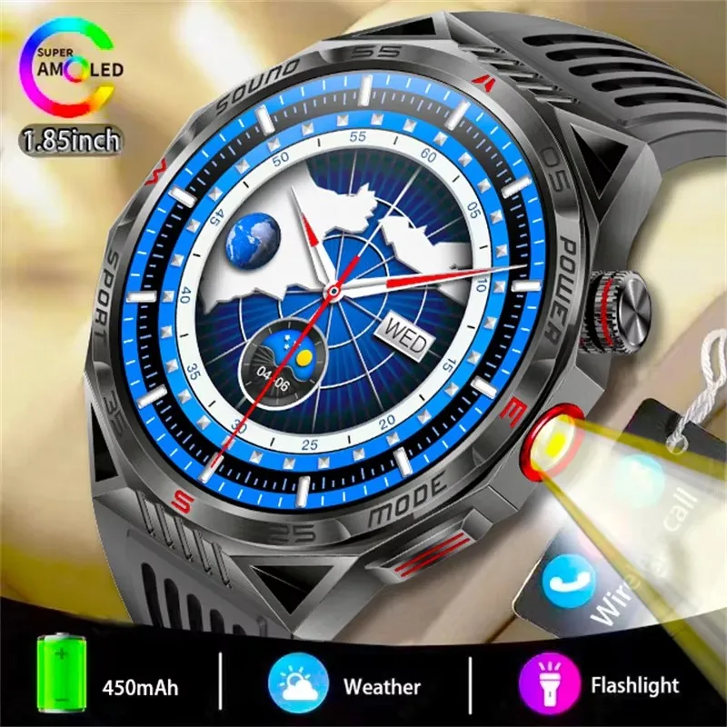 Смарт-часы HT28 мужские с фонариком лазерным компасом
