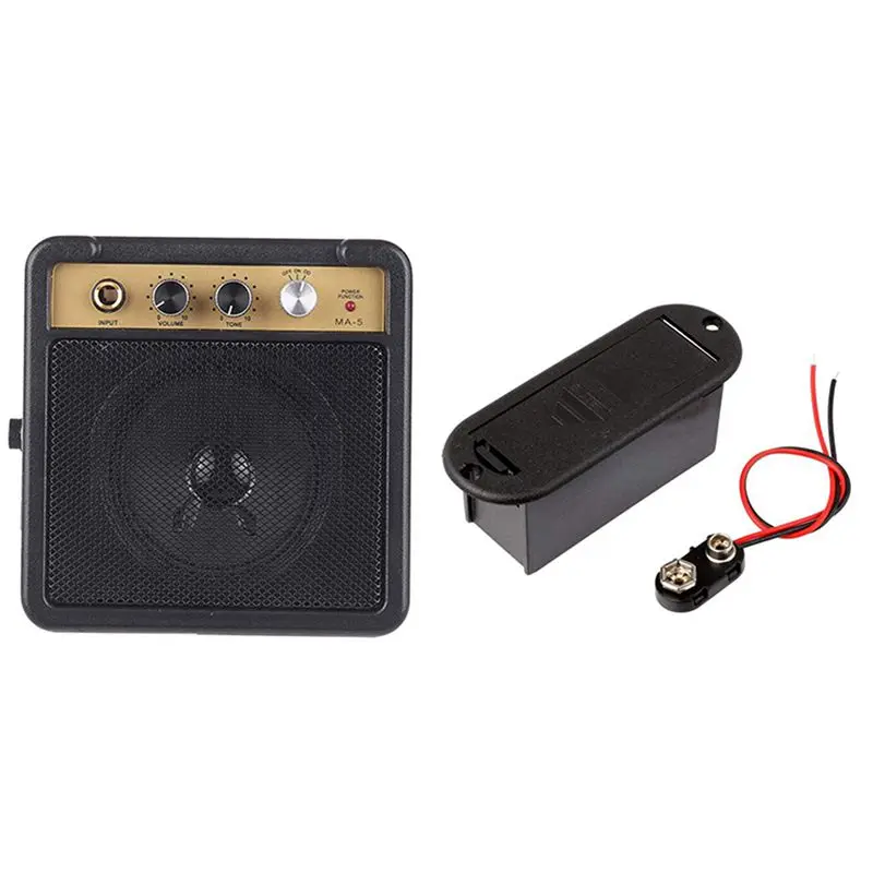 

9V Battery Holder Case For Active Guitar Bass Pickup With Electric Amplifier For Guitar Amp Speaker 5W
