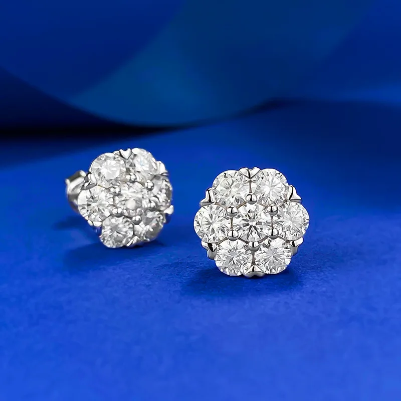 Серебряные серьги Mosonite S925 полный комплект в европейском и американском стиле