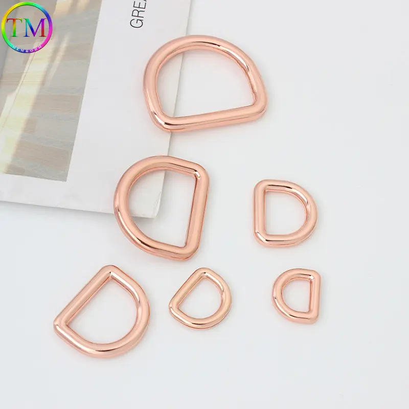 10mm 20mm 25mm 38mm Rose Gold Metal Triangle Hook Buckles DIY O Rings D Rings Lobster Clasp For Handbags Strap Belt Dog Chain