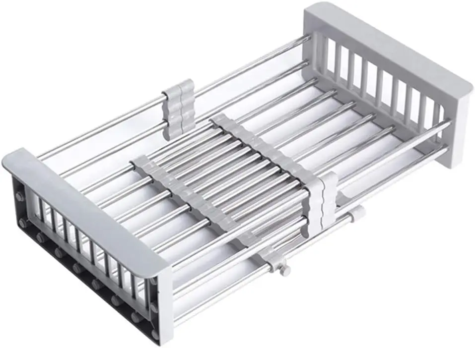 

Expandable large deep dish drain, dish drain over sink, sink counter, dish drain, kitchen organizer Foldable Dishes Drainer Woo