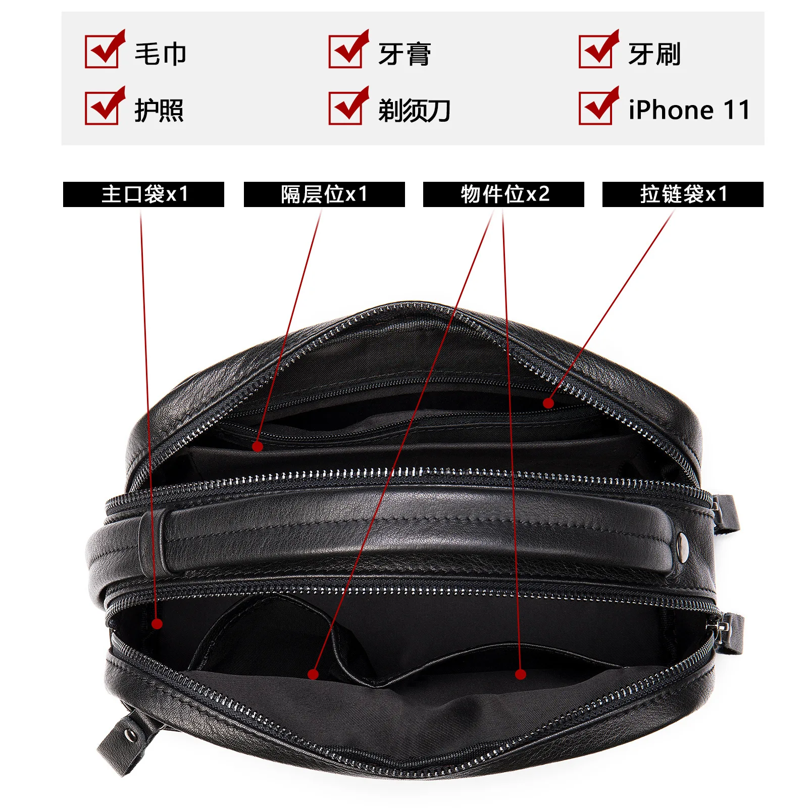 Мужской кожаный клатч деловой большая вместительная мягкая кожаная сумка для