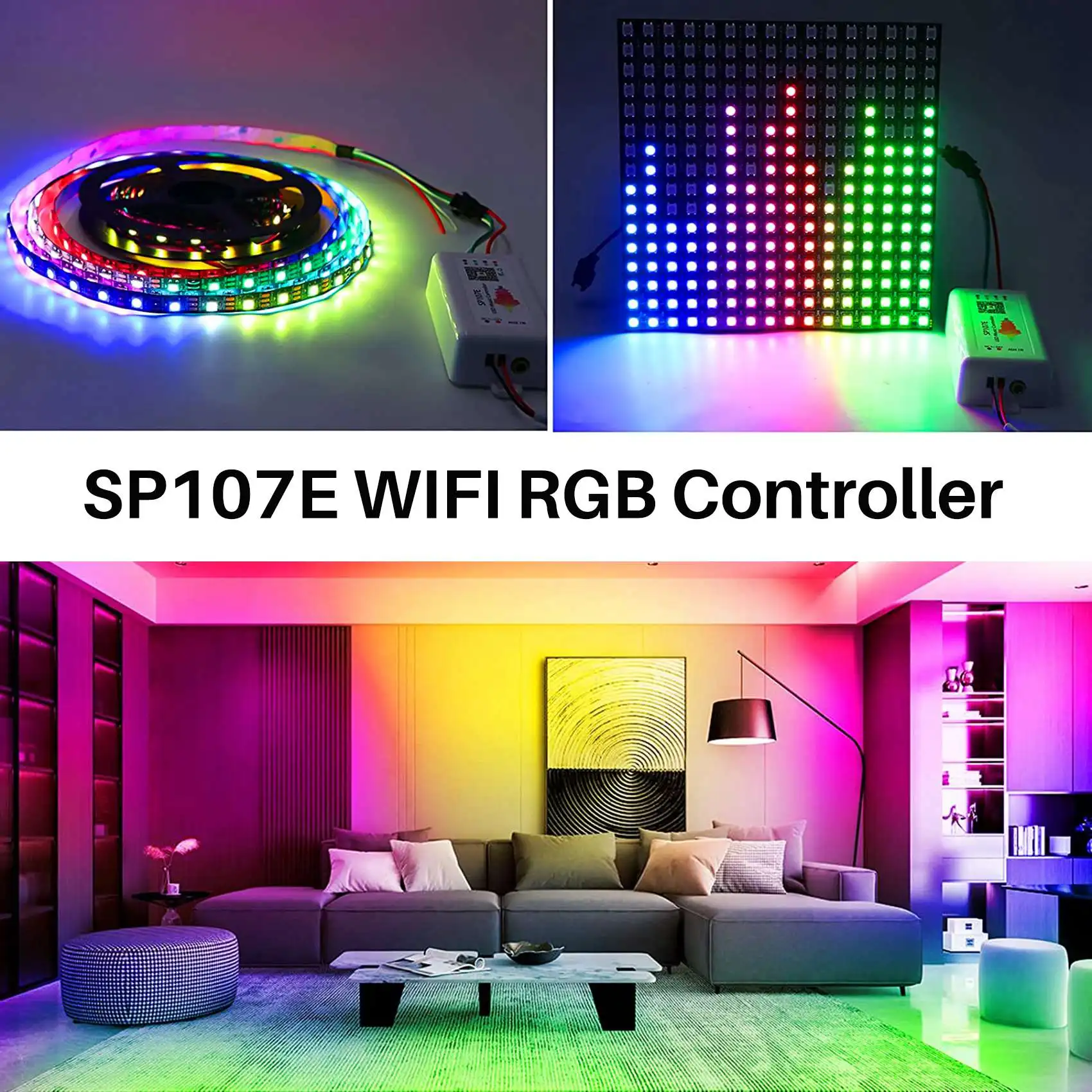 WIFI RGB SP107E Pixel IC SPI музыкальный Bluetooth-контроллер для WS2812 SK6812 SK9822 RGBW APA102 LPD8806