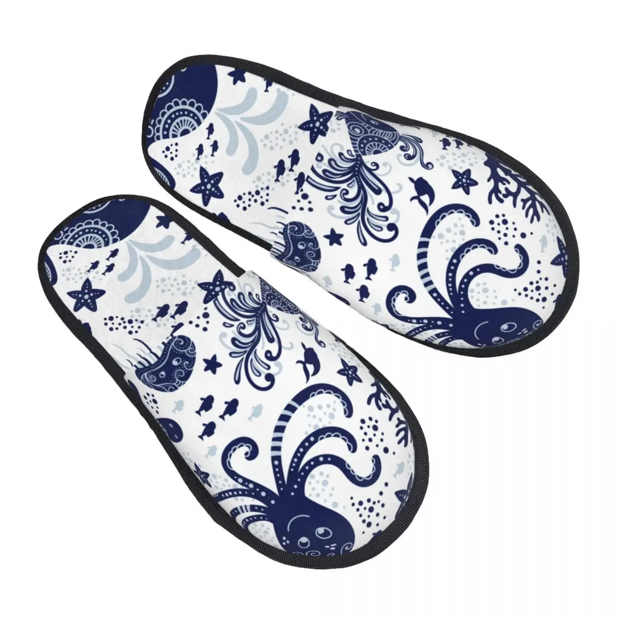 

Winter Slipper Woman Man Fashion Fluffy Warm Slippers Cartoon Jellyfish Octopus Starfish And Turtles House Slippers Funny Shoes