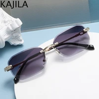crystal rhinestones rimless sunglasses women rectangle frameless sun glasses for men 2022 luxury brand vintage eyewear shades
