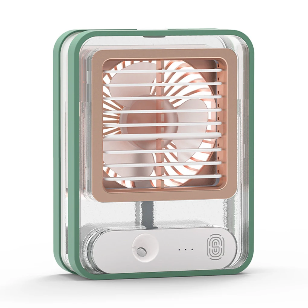 

USB Rechargeable Portable Misting Fan Standing LED Humidifier Refillable Mist Cooling Device Household Supplies White