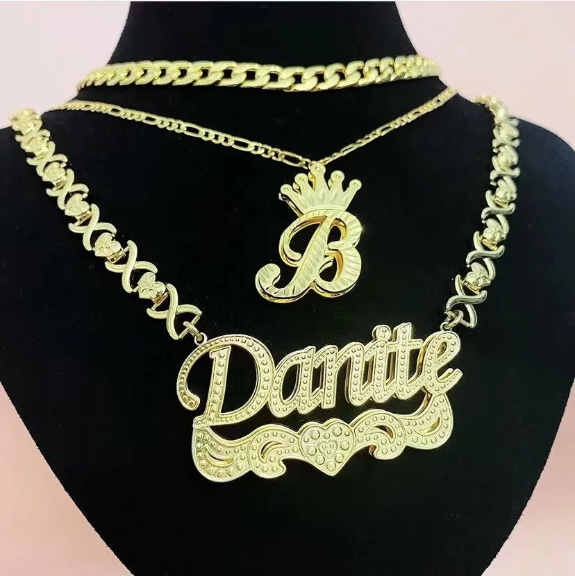 3D Nameplated Necklace Custom Stainless Steel 18K Double Plated Pendant Jewelry  For Women Personalized Jewelry Best Gifts