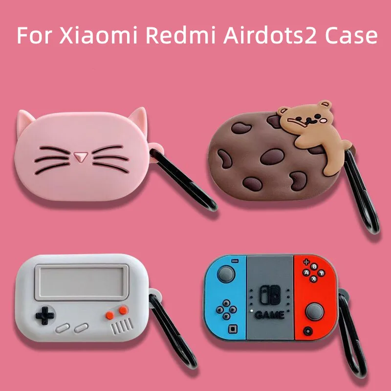 

Case For Xiaomi Redmi AirDots 2 Cases Cartoon anime Silicone with Keychain fashion anti-lost Cute Protector for Air dots 2 Cover