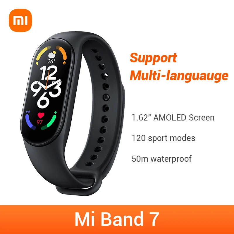 

Original Xiaomi Mi Band 7 1.62 Inch AMOLED Smart Bracelet Wristband 2022 Miband 7 Basic Version