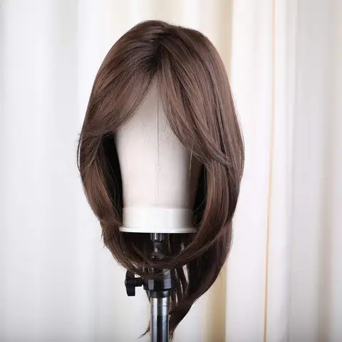 Шелковые еврейские парики с двойным рисунком, Кошерные европейские человеческие волосы, парики для женщин, плотность 150, темно-коричневые натуральные волосы