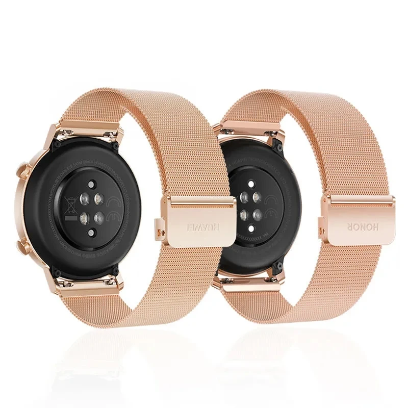 High Quality Huawei Stainless Steel Strap for Huawei Watch GT2 42mm Watchband Rippling Gold Magic 2 Metal Strap for Women Man