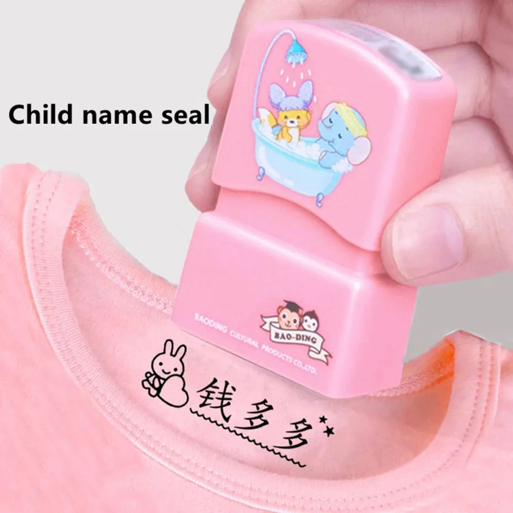 Custom baby Cartoon Childrens Seal Waterproof CLOTHING MARKER Camp Stamp FABRIC Textile Cloth Label Clothing on. -Свитер для детей с героями мультфильма водонепроницаемым клеевым маркером для одежды на платье из текстильной ткани с ярлыком Clothing.