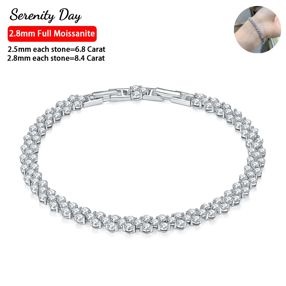 

Serety Day Real D Color 2.5mm 2.8mm Full Moissanite Irregular V-shaped Bracelet For Women 100% S925 Sterling Silver Fine Jewelry