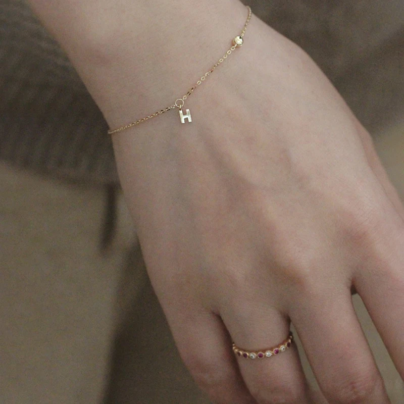 Браслет INZATT из настоящего серебра 925 пробы с буквами циркония 14 к золотистый